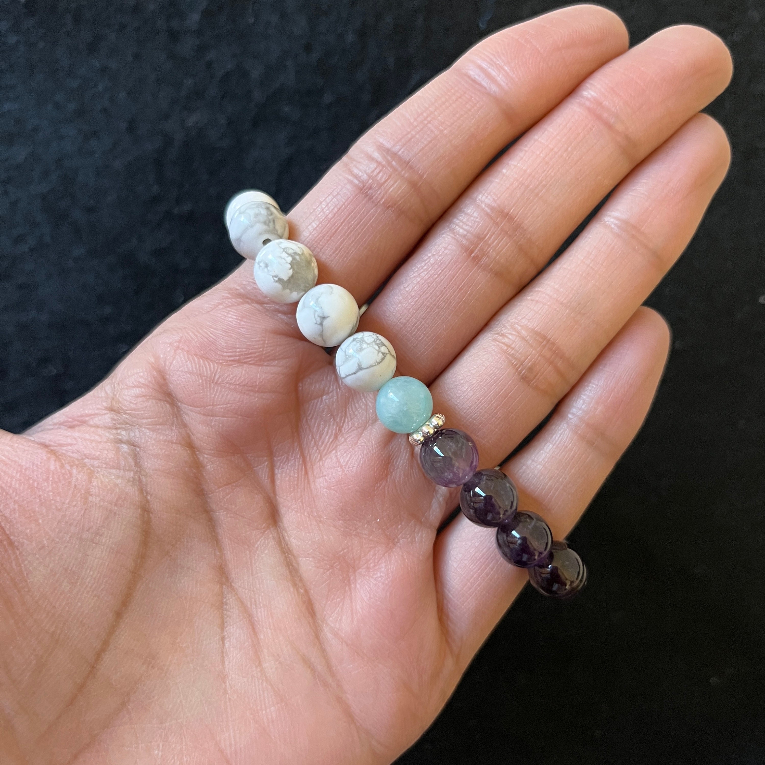 BOMAIL Set Da 9 Bracciali In Pietre Naturali - Cristalli Curativi Per Ansia E Stress - Bracciali Elastici 8mm Per Uomo E Donna - Regalo Benessere