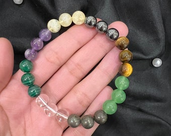 Money Bracelet, Wealth Bracelet, Prosperity & Abundance Bracelet, Good Fortune Jewelry, Handmade Crystal Jewelry, Eight Element Bracelet