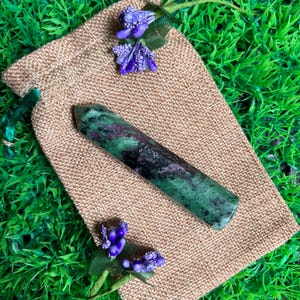 Ruby Zoisite Crystal Tower: Hand-Carved AAA Quality Obelisk