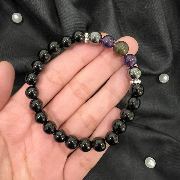 Ultimate Protection Bracelet - Triple Protection Crystals - Empath Protection - Grounding Wrist Mala - Spiritual Protection Crystals - Gifts