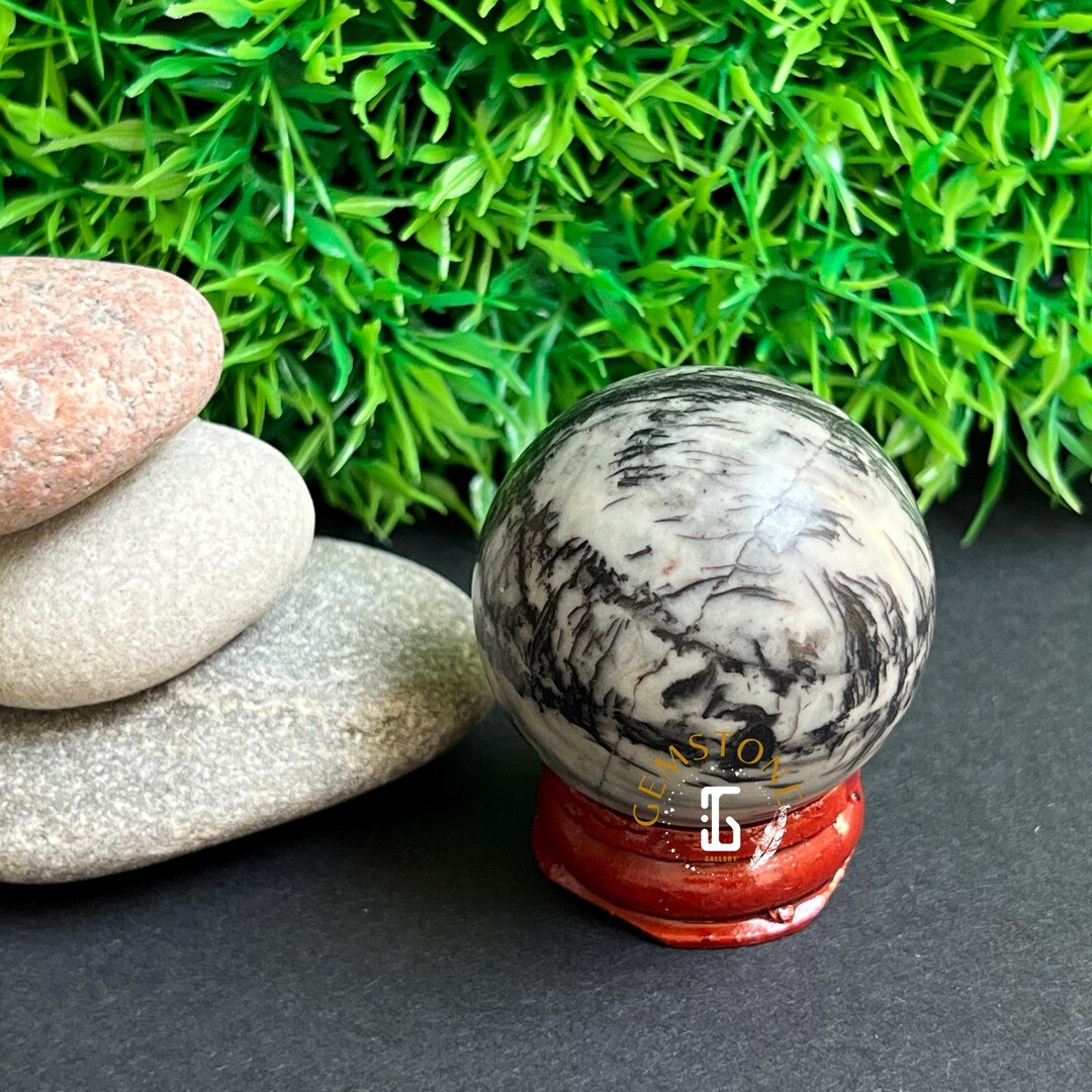 40mm Natural Jasper Net Picasso / Spider Web Crystal Ball