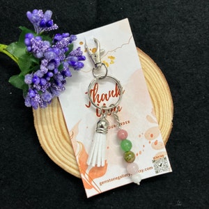 Healthy Pregnancy Gemstone Charm Keychain, Natural Handmade Keychain, Christmas Gift, Crystal Healing, Pet Collar Charm, Handbag Charm