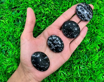 Schneeflocken Obsidian Sorgenstein | Heilender Kristall Chakra Sorgenstein | Palmen-Meditationsstein | Taschensteine | Anti-Angst-Sorgen-Stein-Geschenke