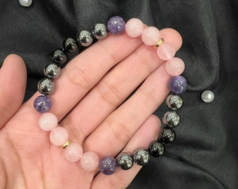 Empath Support Bracelet, Grounding Energy Bracelet, Empath Crystal Jewelry, Spiritual Energy Gift, Handmade Stretch Beaded Bracelet