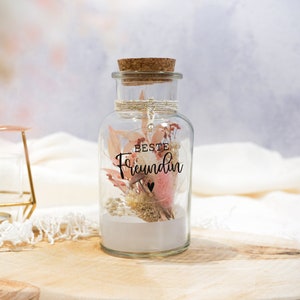 Best friend gift jar with dried flowers | personalized | for best friend