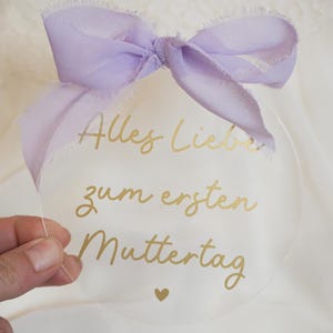 Erster Muttertag | Muttertagsgeschenk von Baby | kleines Muttertagsgeschenk | Acrylscheibe mit Schleife | Muttertagsgeschenk
