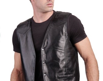 Authentic Lambskin Leather Vest Mens Leather Jacket Lambskin Blazer Men's Suit Vests Custom Made Leather Vests for Men Formal Leather Vests