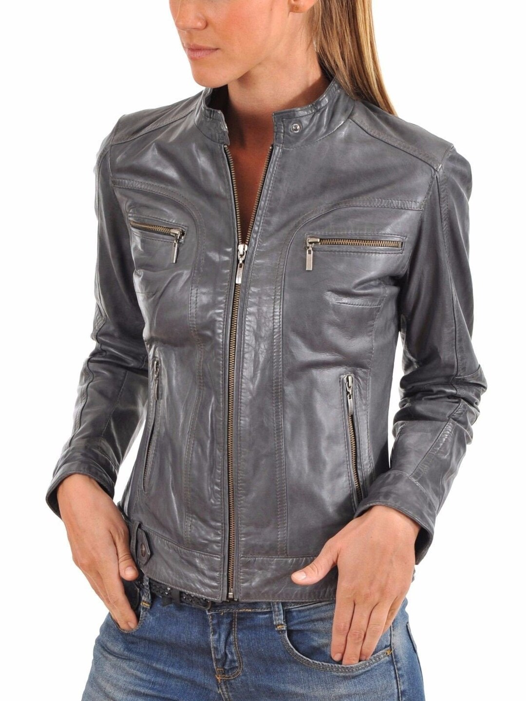 Handmade Leather Jacket for Women's Biker Bomber Coat for - Etsy