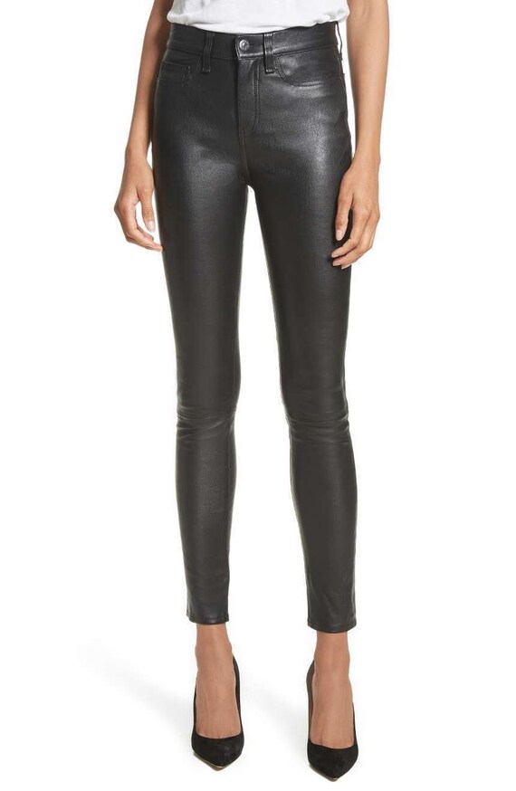 Leather Pants Handmade for Women Leggings Jeans Black Skinny