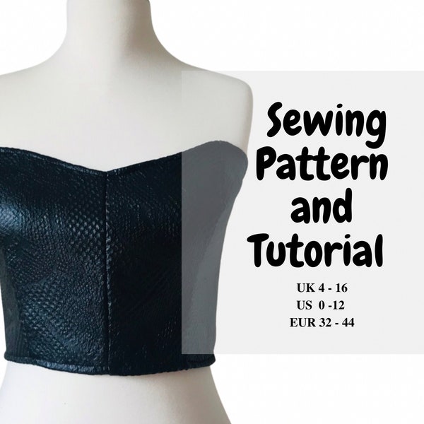 Pdf Diy Corset - Bustier Sewing Pattern | UK Size 4 - 16| US Size 0 - 12 | Instant download print at home A4, US Letter