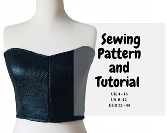 Pdf Diy Corset - Bustier Sewing Pattern | UK Size 4 - 16| US Size 0 - 12 | Instant download print at home A4, US Letter