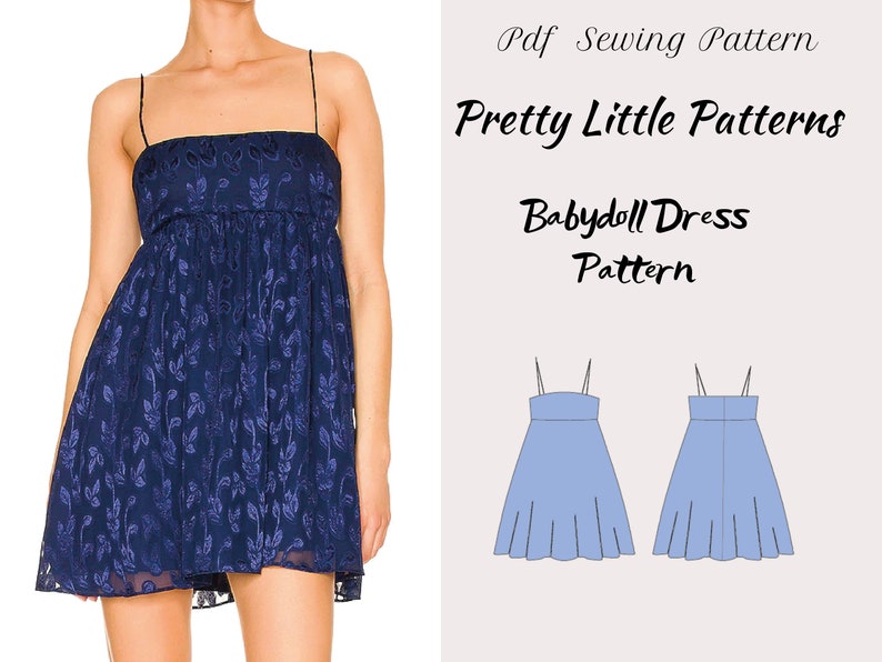 Pdf Digital Sewing Pattern for Babydoll Dress Pattern Women Etsy