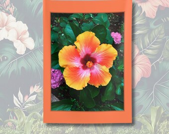 Hibiscus Orange Botanical Wall Art Tapestry - Colorful Flower for Tropical Room Decor - Botanical Wall Art Wall Hanging - Silky Feel