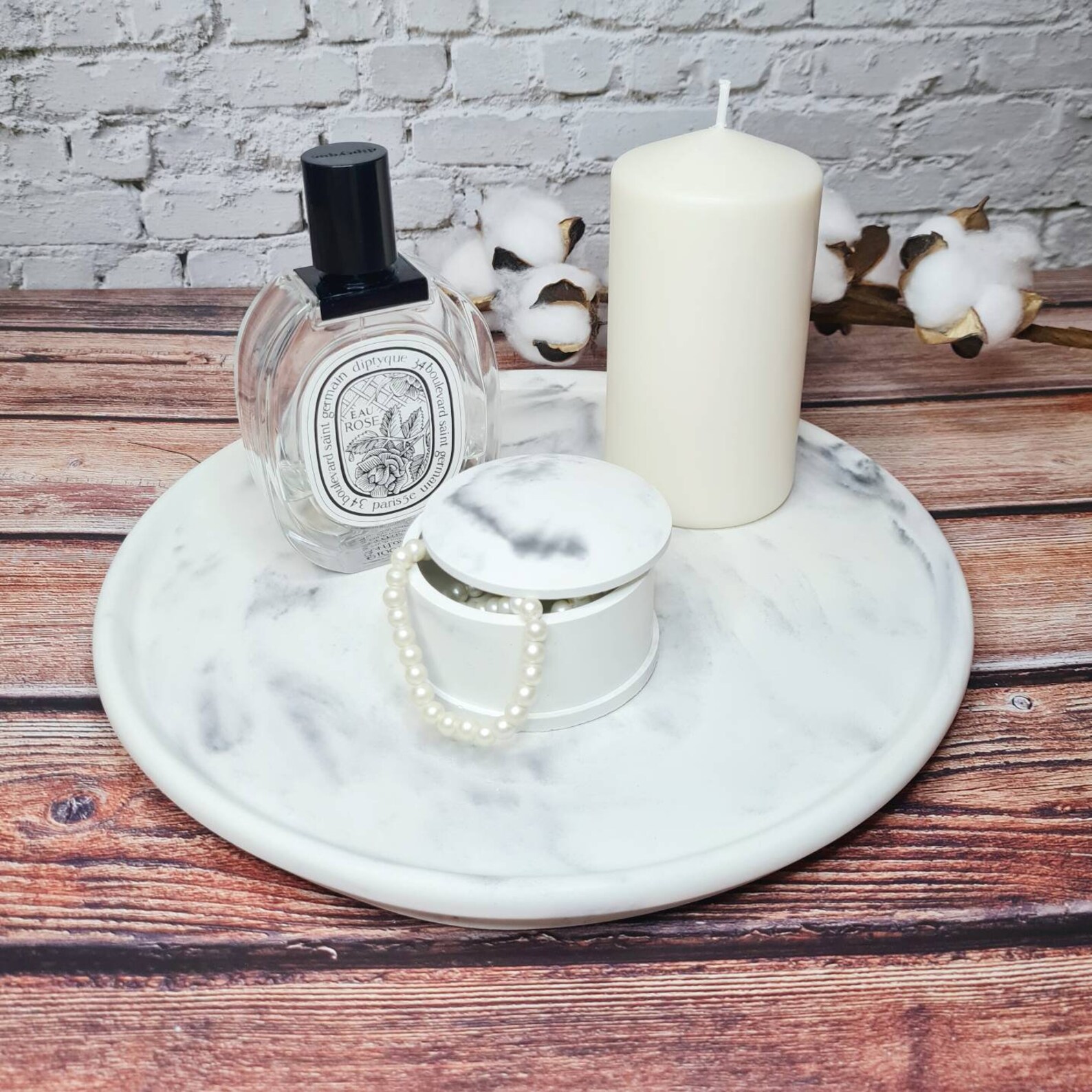 LARGE Round Tray Marble Collection Concrete Marble Display Etsy