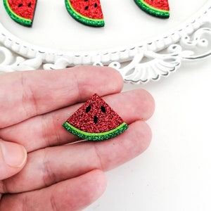Watermelon patch-Glitter feltie-Hair bow felties-Watermelon bow center-Glitter felt applique-Badge reel feltie-Scrapbooking DIY-Fruit feltie