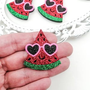 Glitter Watermelon Felt Applique: Sunglasses Bow Center