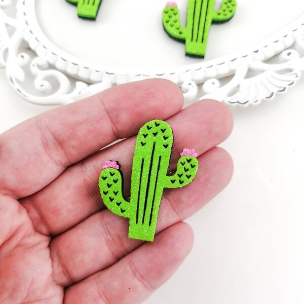 Aplikacja z filcu z brokatowym kaktusem: kokardka do włosów, Cinco de Mayo Craft