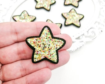 Glitter Star feltie-Hair bow felties-Star hair bow center-Glitter star applique-Badge reel feltie-Scrapbooking DIY-Paper clip feltie