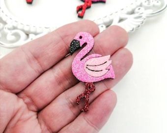 Glitter Flamingo Felt Applique: Tropical Bird Embellishment