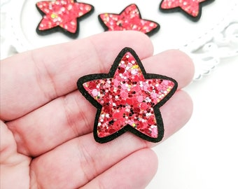 Glitter Star feltie-Hair bow felties-Star hair bow center-Glitter star applique-Badge reel feltie-Scrapbooking DIY-Paper clip feltie