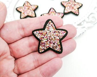 Glitter Star feltie-Hair bow felties-Star hair bow center-Glitter star applique-Badge reel feltie-Scrapbooking DIY-Paper clip feltie