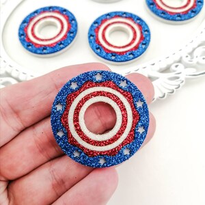 Patriotic Glitter Felt Donut Applique: 4th of July Bow Center