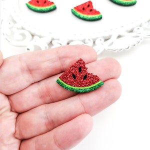 Watermelon patch-Glitter feltie-Hair bow felties-Watermelon bow center-Glitter felt applique-Badge reel feltie-Scrapbooking DIY-Fruit feltie