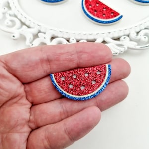 Patriotic Glitter Felt Watermelon Applique: 4th of July Bow Center