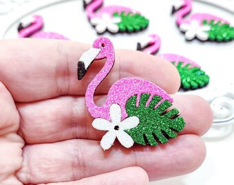 Glitter Flamingo Felt Applique: Tropical Bird Hair Bow Center