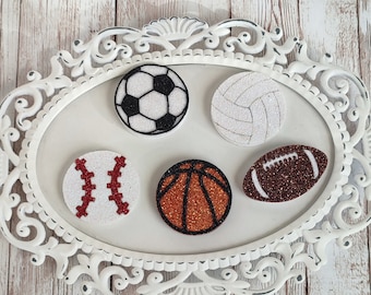 Sport ball feltie-Football,Baseball,Soccer,Volleyball,Basketball applique-Sport ball hair bow center