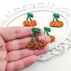Pumpkin feltie-Halloween  applique-Hair bow feltie-Pumpkin Bow center-Glitter felt applique-Badge reel feltie-Spooky Bow center