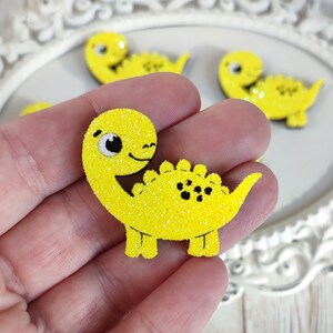 Cute Dinosaur feltie-Dino patch-Dinosaur hair bow center-Glitter felt applique-Badge reel feltie-Felt bow embellishment-Scrapbooking DIY