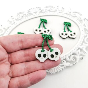 Scull feltie-Halloween  applique-Hair bow feltie-Scull Bow center-Glitter felt applique-Badge reel feltie-Halloween Bow center