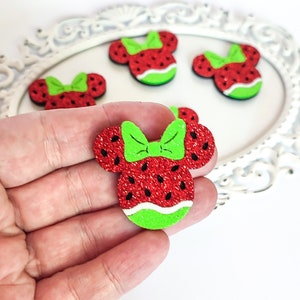 Watermelon feltie-Summer watermelon applique-Hair bow feltie-Watermelon Bow center-Glitter felt applique-Badge reel feltie