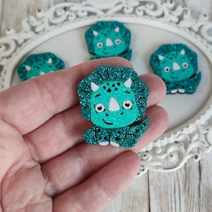Cute Dinosaur feltie-Dino patch-Dinosaur hair bow center-Glitter felt applique-Badge reel feltie-Felt bow embellishment-Scrapbooking DIY