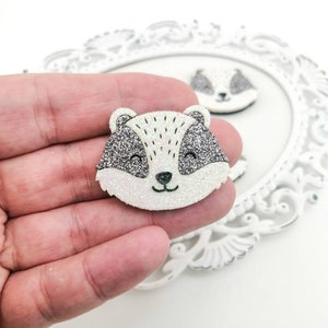 Glitter Badger Felt Applique: Hair Bow Center, Badge Reel Feltie