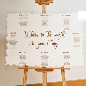 Plan de la salle de mariage personnalisé en acrylique, format A1 et 1 mètre, signe où dans le monde, différentes couleurs