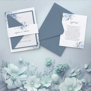 Wedding Invitations Suite, Blue Rose