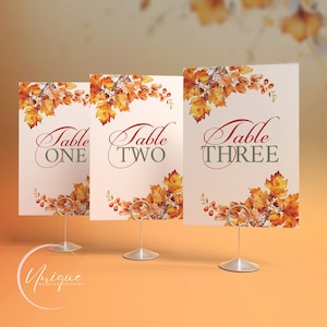 Numéros de table, feuilles d'automne, carton ou carton mousse