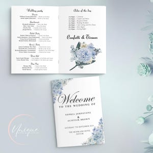 ♥ Ordnung der Servicebroschüre, Dusty Blue , Hochzeit, Personalisiert,