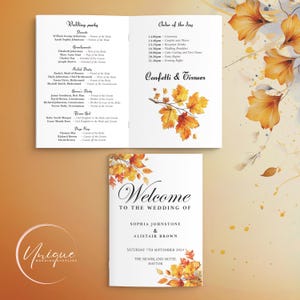 Carnet de commandes de services, Feuilles d'automne, mariage, automne, personnalisé,