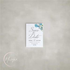 Save the Date Wedding Invites,Teal, Turquoise flower