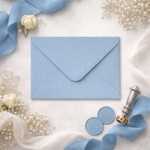 Stofblauwe enveloppen, C5, 7 x 5 en A6