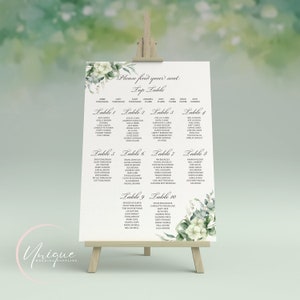Botanical Seating plan, various sizes, Eucalyptus, Table plan