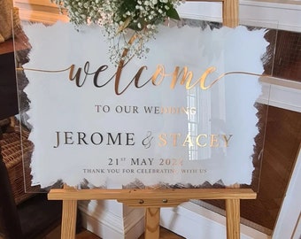 Personalised Acrylic Wedding Welcome Sign, A1 and A2