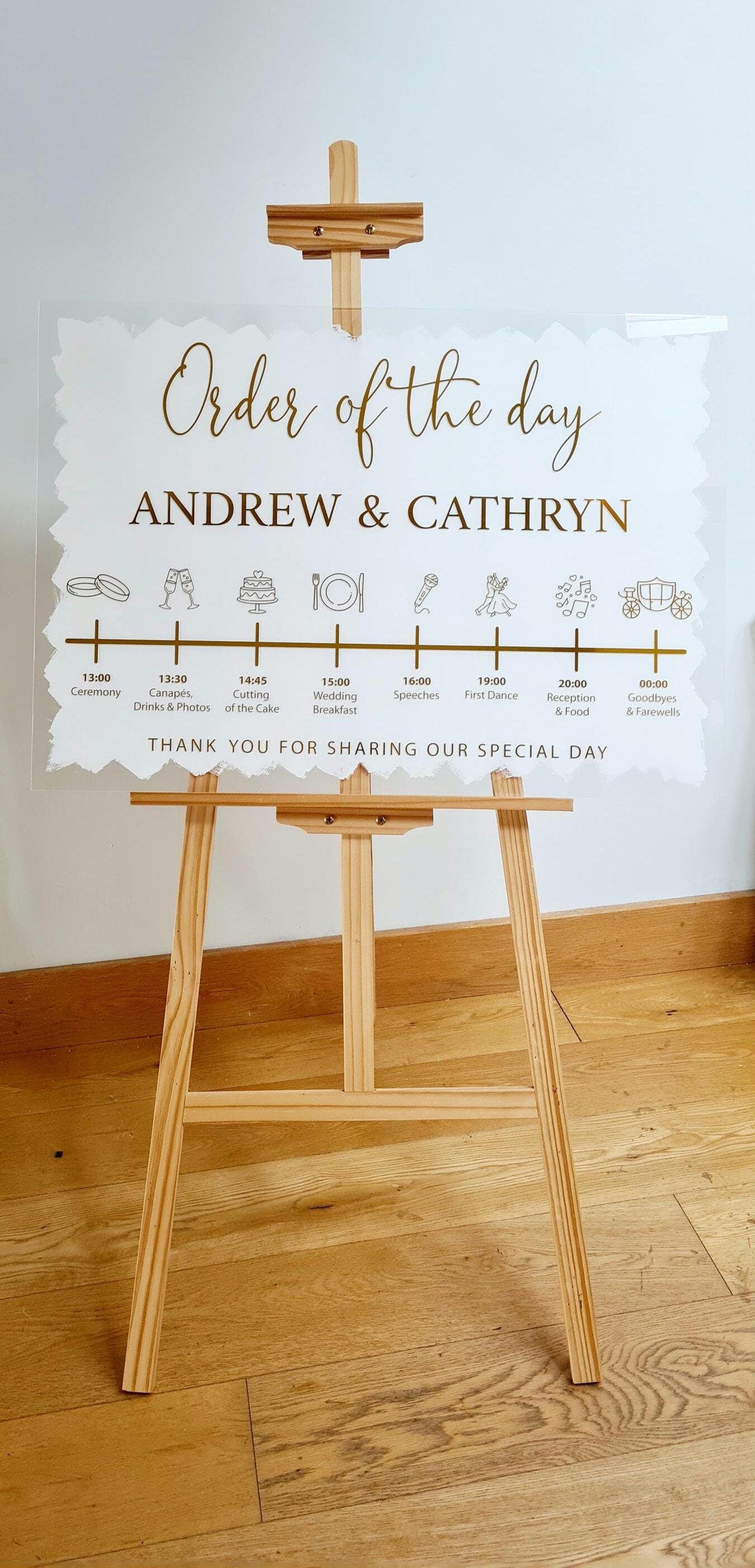 Enseigne à l'ordre du jour, acrylique, mariage, personnalisation A1 et A2