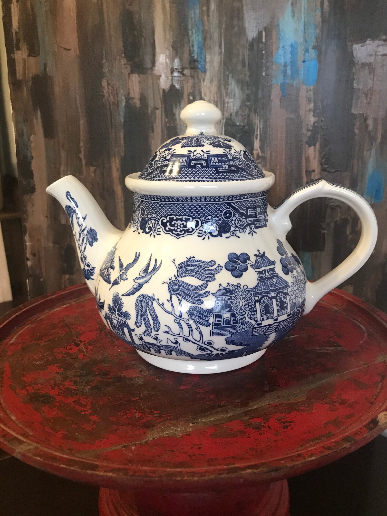 Fantastic Churchill Blue Willow Tea Pot Etsy
