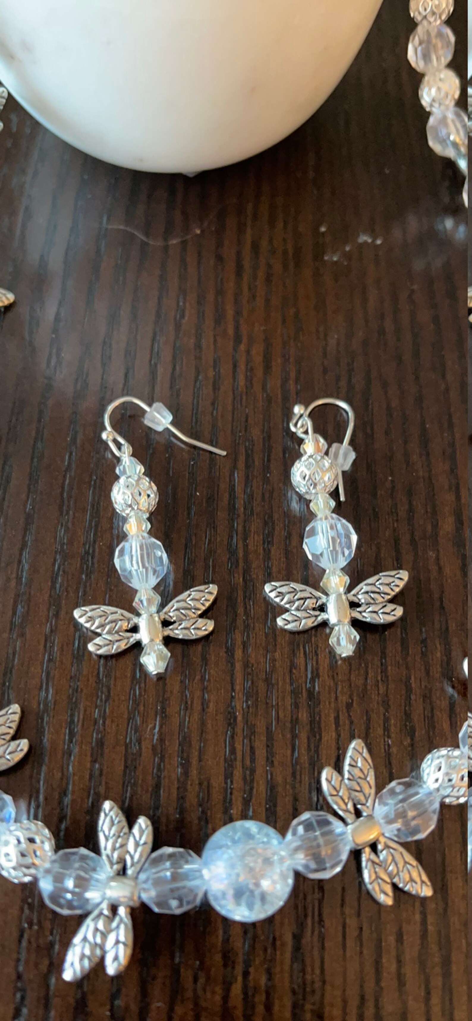 Silver Firefly Necklace and Earring Set Silver firefly bead Etsy