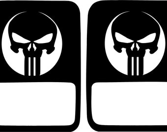 1 pair Punisher JeepTails Decorative Tail Light Covers Compatible with Gladiator Brake Light on Bottom 1 pair Punisher JeepTails Decorative Tail Light Covers Compatible with Gladiator Brake Light on Bottom