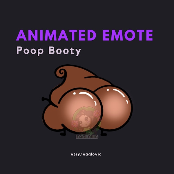 GEANIMEERDE Poop Booty Emote Butt Emote Cute Twitch Emote Gif Better Tv Discord Emotes /Lees Beschrijving/